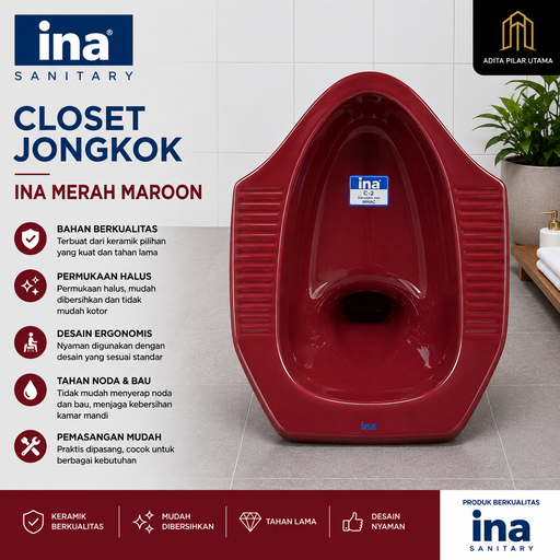 [2103011 (AA)] Closet Jongkok / Kloset Jongkok  INA MERAH MAROON (AA)