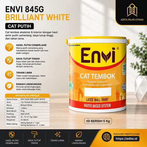 [1611016 (AA)] ENVI 845G BRILLIANT WHITE - CAT PUTIH (AA)