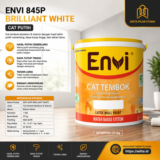 [1803014 (AA)] ENVI 845P BRILLIANT WHITE - CAT PUTIH (AA)