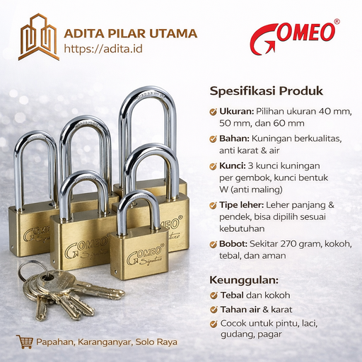 [1605036 (AA)] GEMBOK KUNING 40 MM GOMEO (AA)