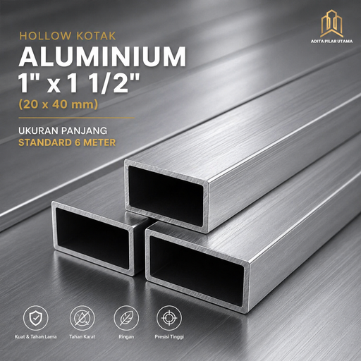 [1811023 (AA)] Hollow Aluminium 1"X 1½" (20X40mm) (AA)