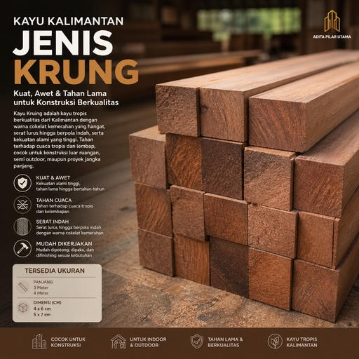 [753045989 (AA)] KAYU Kruing 4/6 X 2.5m (250x6x4cm) (AA)