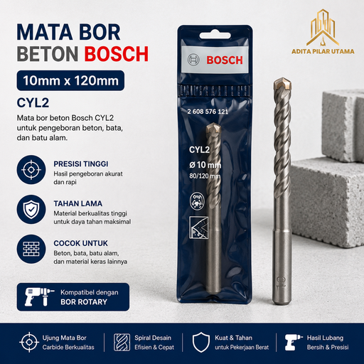 [2608578121 (AA)] Mata Bor Beton Bosch 10mmx120mm CYL2 (AA)