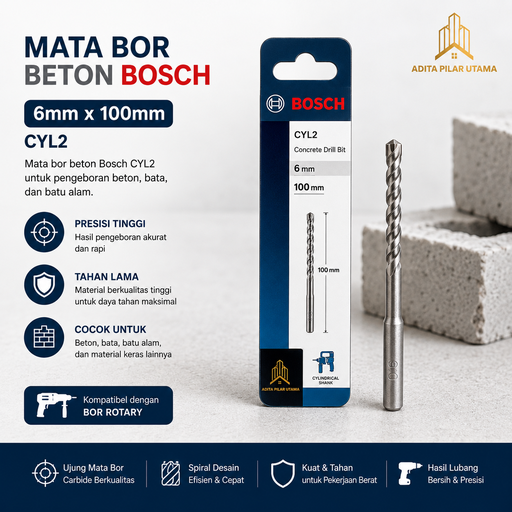 [2608578118 (AA)] MATA BOR BETON BOSCH  6mmx100mm CYL2 (AA)