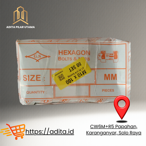 [775291110 (AA)] MUR BAUT KUNING M10x100 p1.25 k14 HEXAGON (AA)