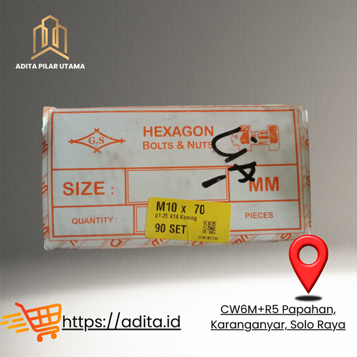 [775291107 (AA)] MUR BAUT KUNING M10X70 p1.25 k14 HEXAGON (AA)