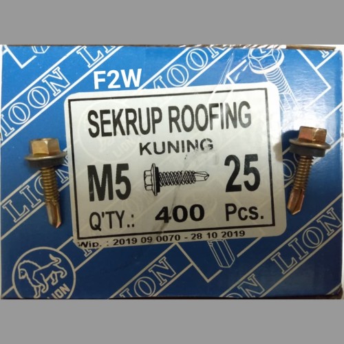 [140120261903 (AA)] Paku Roofing 12x25 Baut Roofing M5X25 Kuning (1DOS=400BJ) (AA)