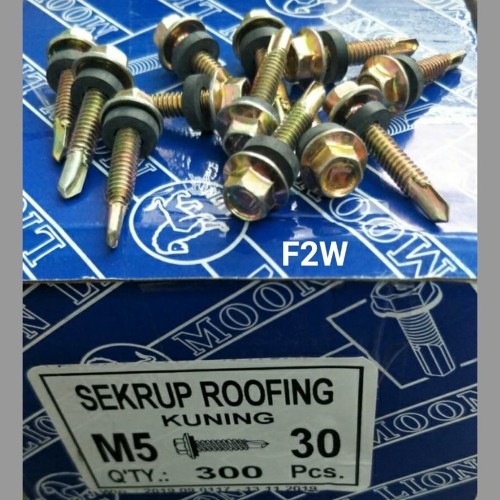 [1504077 (AA)] Paku Roofing 12x30 Baut Roofing M5X30 Kuning (1DOS=300BJ) (AA)