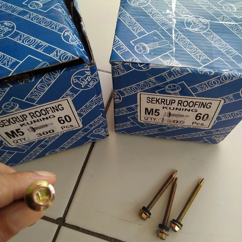 [1605054 (AA)] Paku Roofing 12x60 Baut Roofing M5X60 Kuning (1DOS=300BJ) (AA)