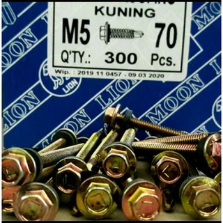 [1612042 (AA)] Paku Roofing 12x70 Baut Roofing M5X70 Kuning (1DOS=300BJ) (AA)