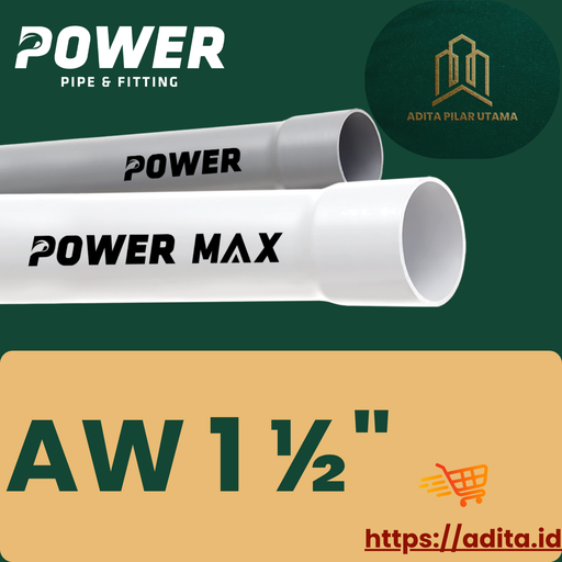 [AW11/2D1608064 (AA)] Pipa Pvc AW 1½“ Power Max PUTIH AW 1 1/2 (AA)