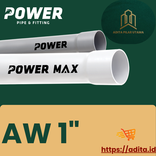 [AW1D1608063 (AA)] Pipa Pvc AW 1"Power Max PUTIH (AA)