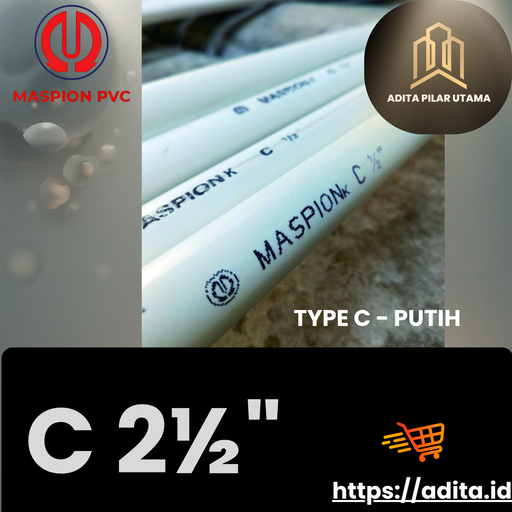 [8060612283 (AA)] PIPA PVC C 2 1/2 DIM MASPION PUTIH (AA)