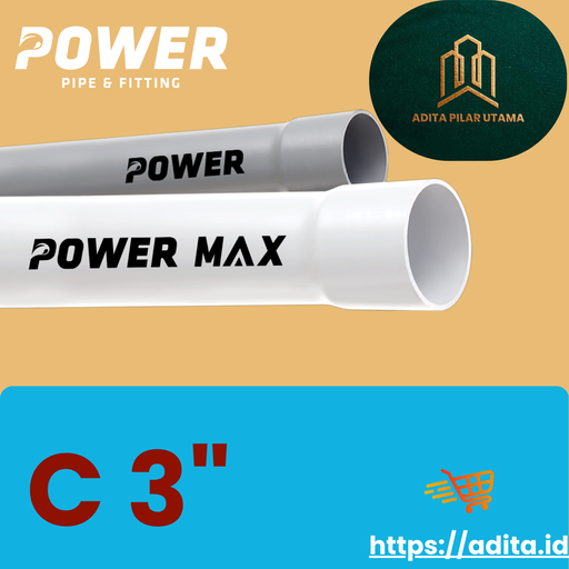 [C3D2012006 (AA)] PIPA PVC C 3" POWER MAX PUTIH (AA)