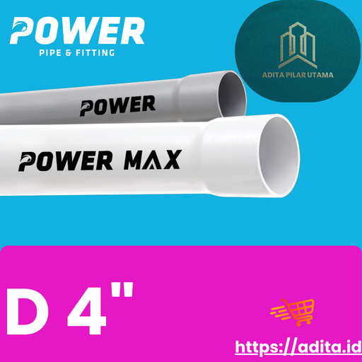 [D4D1605067 (AA)] PIPA PVC D 4" POWER MAX PUTIH (AA)