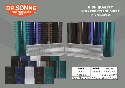 [1903029 (AA)] PLAT SHEET PP DR.SONNE BRONZE 070X1X40M PLAM MINIMALIST (AA)