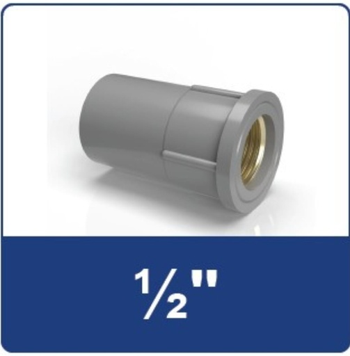 [75555723 (AA) SDD1/2] SDD SOCK DRAT DALAM 1/2 KUNINGAN RUCIKA MI (METAL INSERTED) (AA)