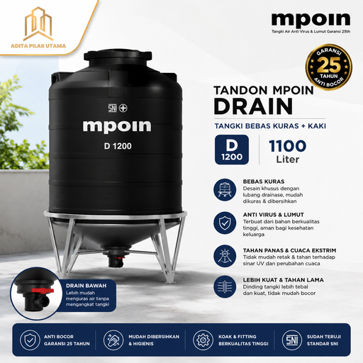 Mpoin Tandon Mpoin Drain (Tangki Bebas Kuras + Kaki) D1200 (AA)