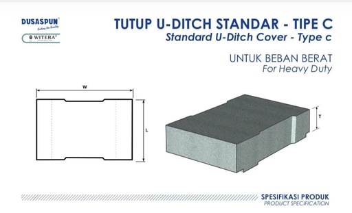 [220920240508 (AA)] TUTUP U DITCH BETON 40X8X60CM TYPE C LOBANG (AA)