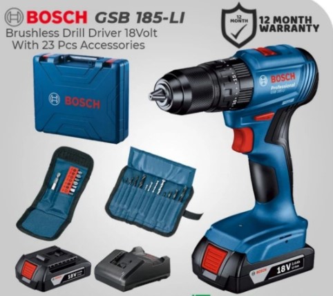 [011120241622 (AA)] MESIN BOR CORDLESS BOSCH DRIVER GSB 185-Li 13mm 18v (AA)