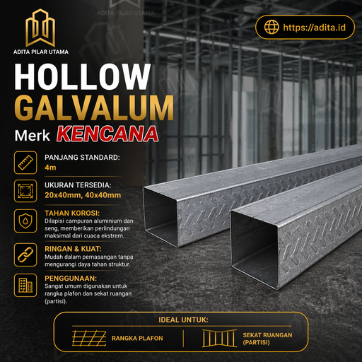 [101220241045 (AA)] HOLLOW GALVALUM 20X40X0.30 *SNI* KENCANA (KUNING) (AA)