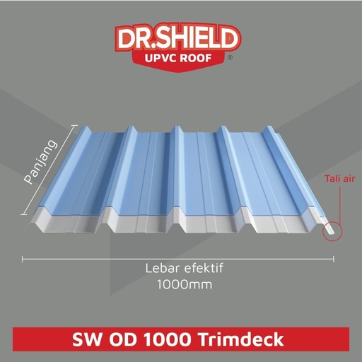 [200120251858 (AA)] DR.SHIELD SINGLE WALL OD 1000 TRIMDECK WARNA (PUTIH/BIRU) 1.2MM EF 100CM (AA)