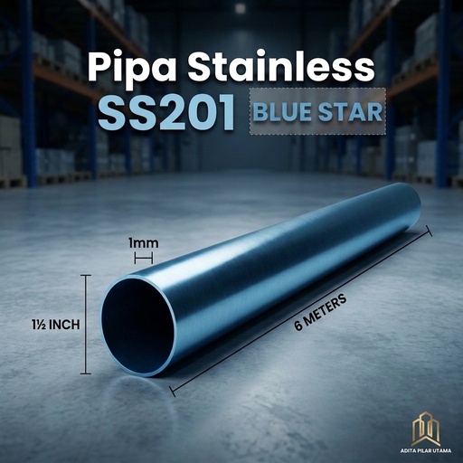 [070420250946 (AA)] Pipa Stainless 1½" X 1mm SS201 BLUE STAR (AA)