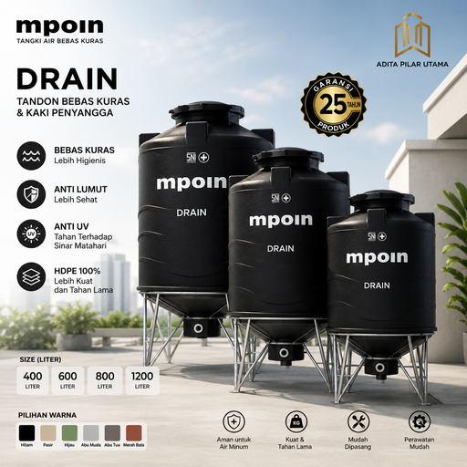 [120420251143 (AA)] Mpoin Tandon Mpoin Drain (Tangki Bebas Kuras+Kaki) D600 Vol 550lt (AA)