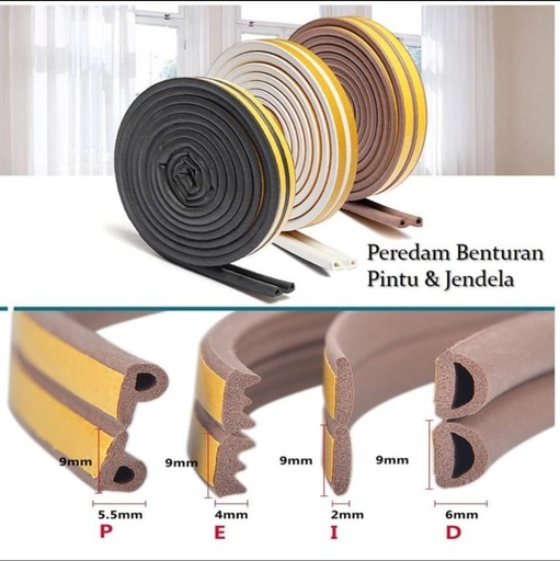 DOOR SEAL LIST PEREDAM KEDAP SUARA KARET TYPE D (AA)