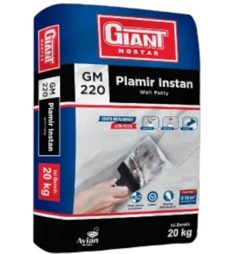 [020620251644 (AA)] Giant Mortar 220 Plamir Instan 1 Sak = 20Kg (AA)