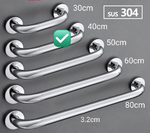 [090620251128 (AA)] HANDLE 40 CM KAMAR MANDI PEGANGAN TOILET GAGANG BATHUB BAR STAINLESS (AA) SS304