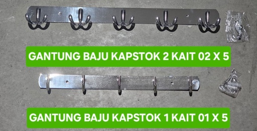 [190620251553 (AA)] CAPSTOK BAJU 2 KAIT 02 x 5 STAINLESS (AA)