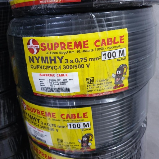[240720250625 (AA)] NYYHY 3X0.75 SUPREME (1ROLL = 100M) (Nymhy Hitam) (AA)