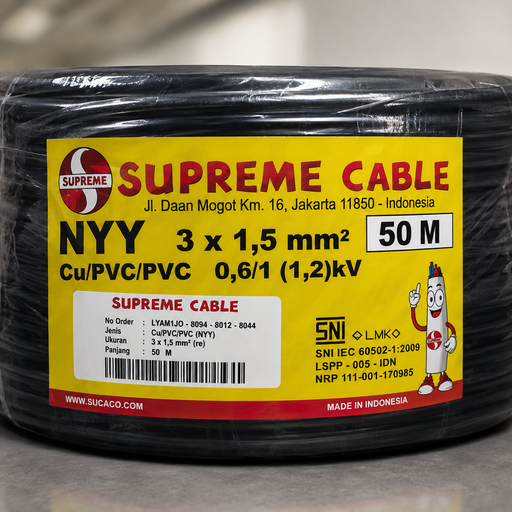 [020820250938 (AA)] NYYHY 3X1.50 SUPREME (1ROLL = 50M)-HITAM (AA)