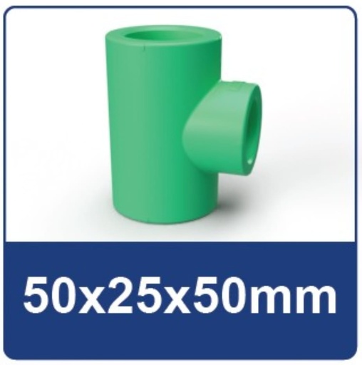 [020820251228 (AA)] PPR REDUCER TEE 50X25X50 RUCIKA (AA)