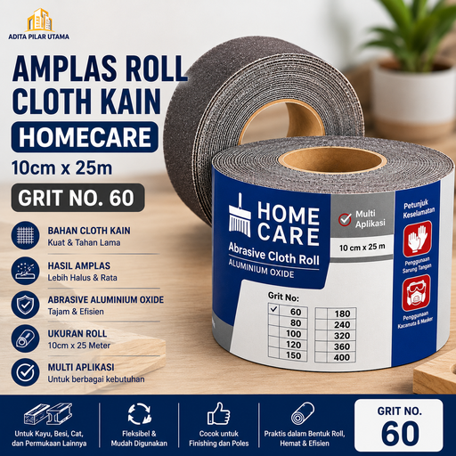 [300920251617 (AA)] Amplas Roll  60 Cloth Kain (10cmX25m) HomeCare (AA)