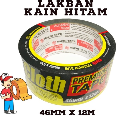 [111120250832 (AA)] LAKBAN HITAM KAIN NACHI 2" 46mm 12m (AA)