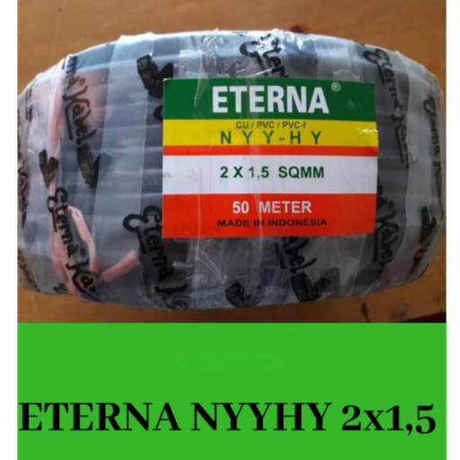 [191120250537 (AA)] NYYHY 2X1.50 ETERNA (1ROLL = 50M)-HITAM (AA) nymhy