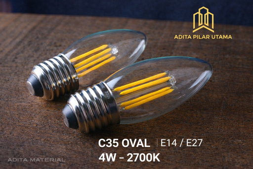 [070220261329 (AA)] INFM-C35C Lampu Bohlam LED Filament 4 WATT C35 Clear E27 Inlite (AA)