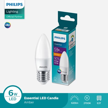 [260320261403 (AA)] Lampu Philips Bohlam ESS LED Candle 6W E27 2700K Warm White (AA)