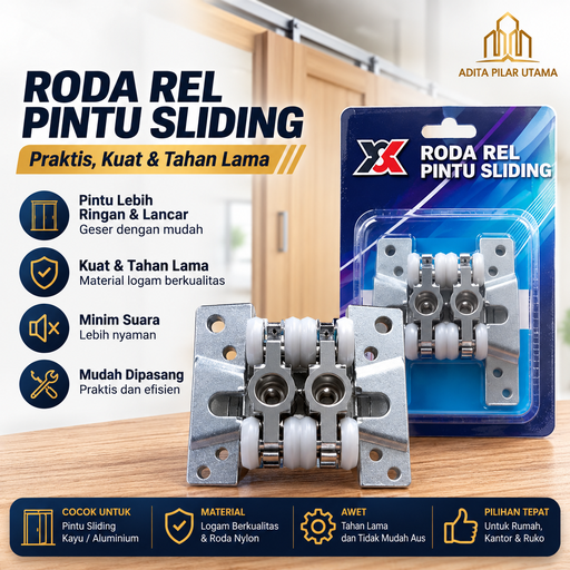 Roda Rel Pintu Sliding Pintu Geser (AA)