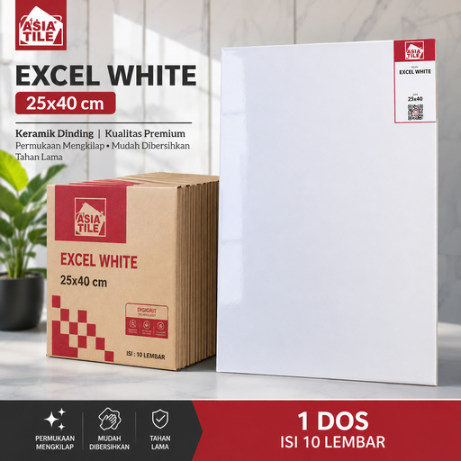 KERAMIK 25/40 PUTIH ASIA EXCEL WHITE 25X40 (1DOS=10LBR)