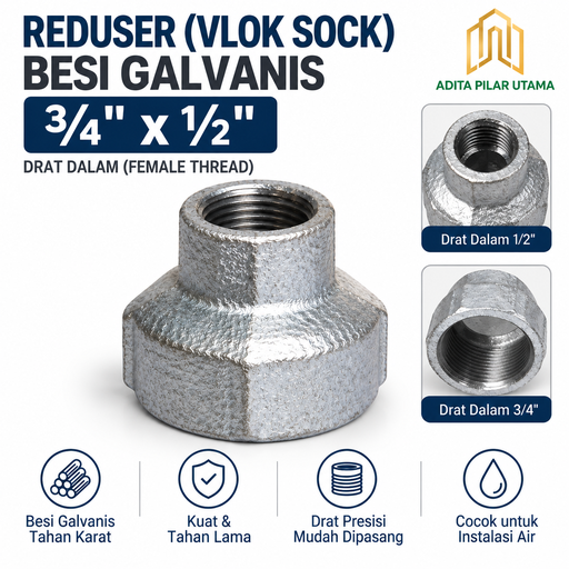 REDUSER ¾" x ½" GALVANIS/ VLOK SOCK ¾" x ½" GALVANIS DRAT (AA)