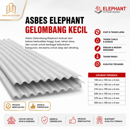 [65310135C (AA)] Asbes 240X105 Gelombang ELEPANT (AA)