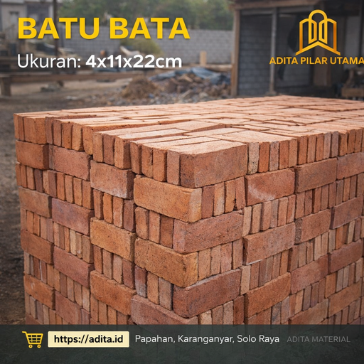 [6611219392] BATU BATA MERAH 4X11X22cm SUPER MADIUN (AA)