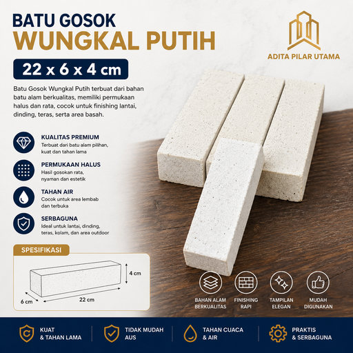 [1602075] Batu Gosok Wungkal Putih - 22 x 6 x 4cm (AA)