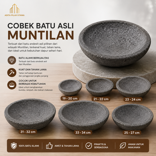 [66122617] Cobek Batu Asli ∅ 33-34cm Muntilan